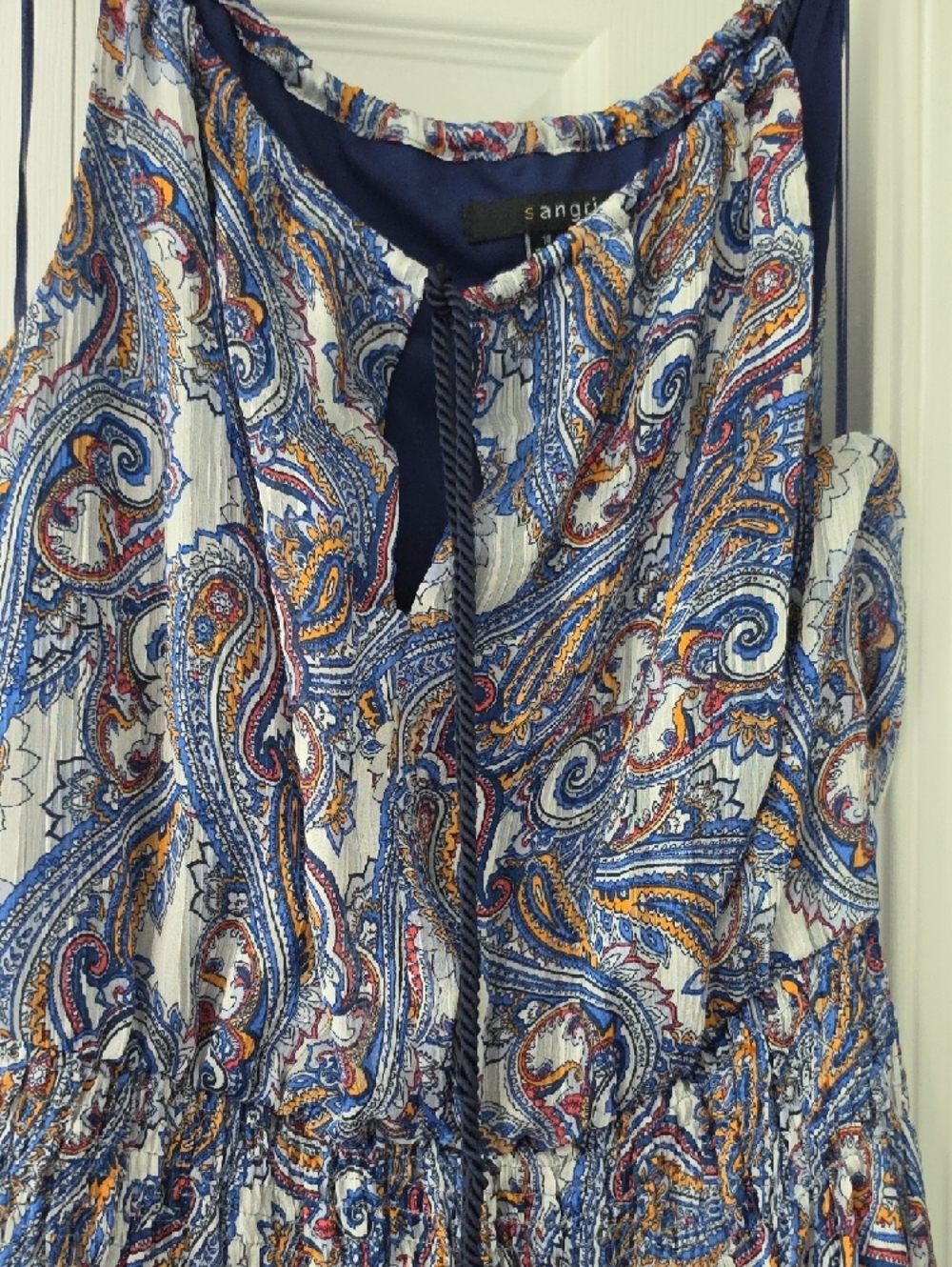 Signature by Sangria Blue Paisley Maxi Dress with Brown Accents - Picture 2 of 3